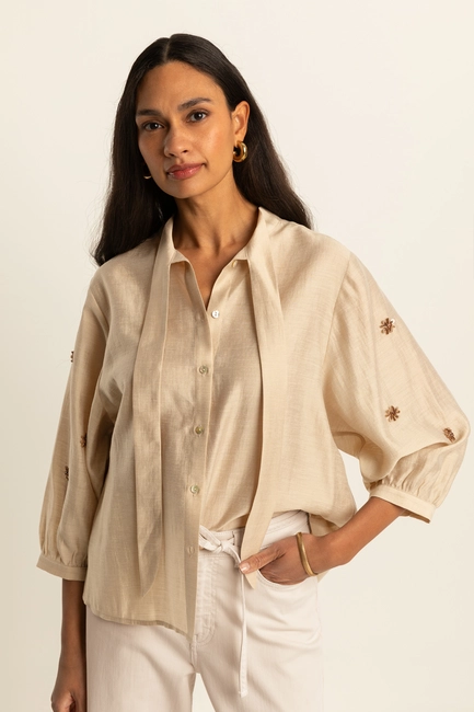 Blouse met strikdetail