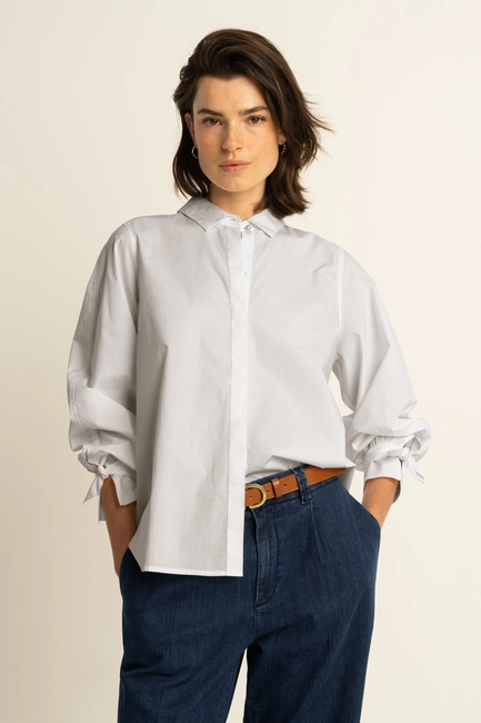 Blouse met strikmanchetten