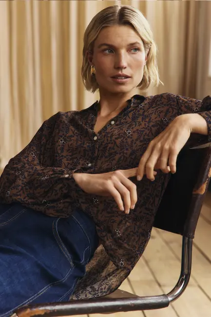 Blouse print long sleeve