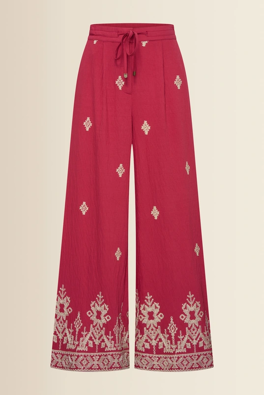 Broek met geborduurde details