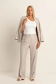Broek met lurex streep