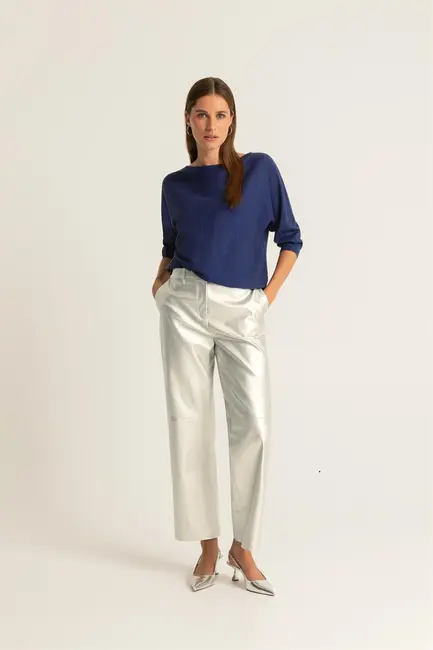 Broek metallic pu-leer