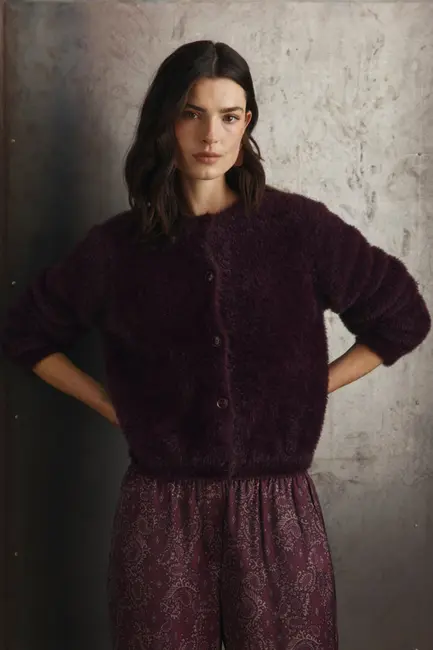 Cardigan fur knit