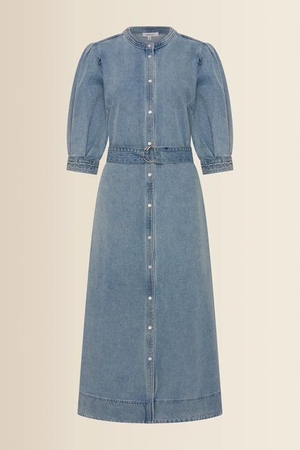 Denim doorknoopjurk