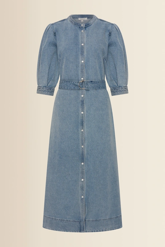 Denim doorknoopjurk