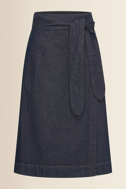 Denim overslagrok met ceintuur
