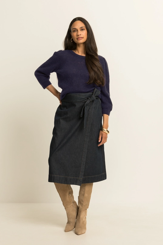 Denim overslagrok met ceintuur