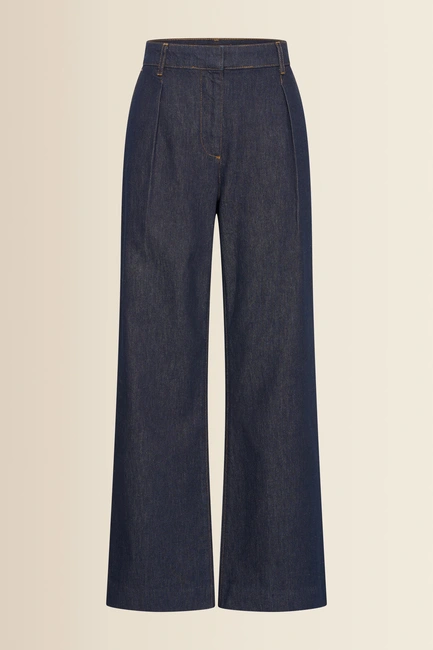 Denim pantalon met wijde pijpen