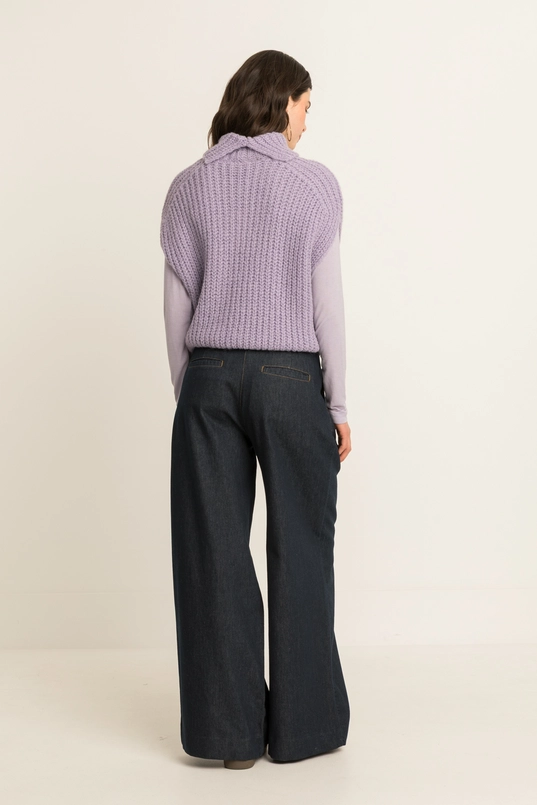 Denim pantalon met wijde pijpen