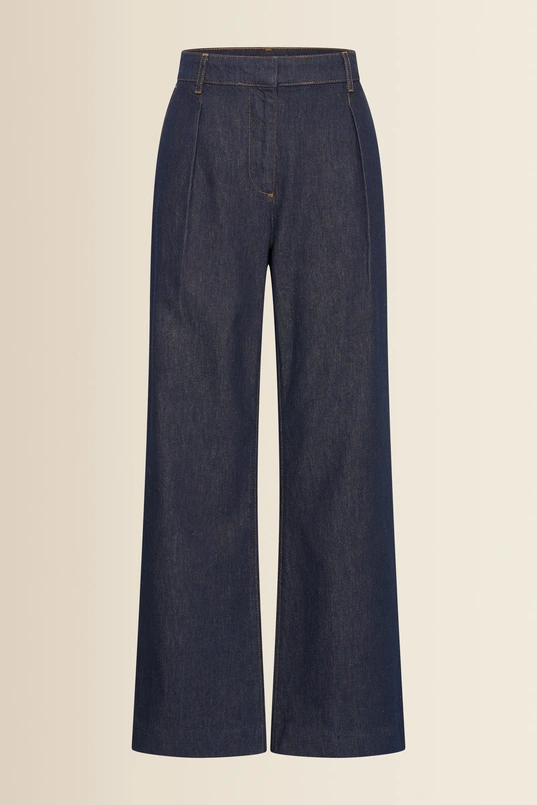Denim pantalon met wijde pijpen