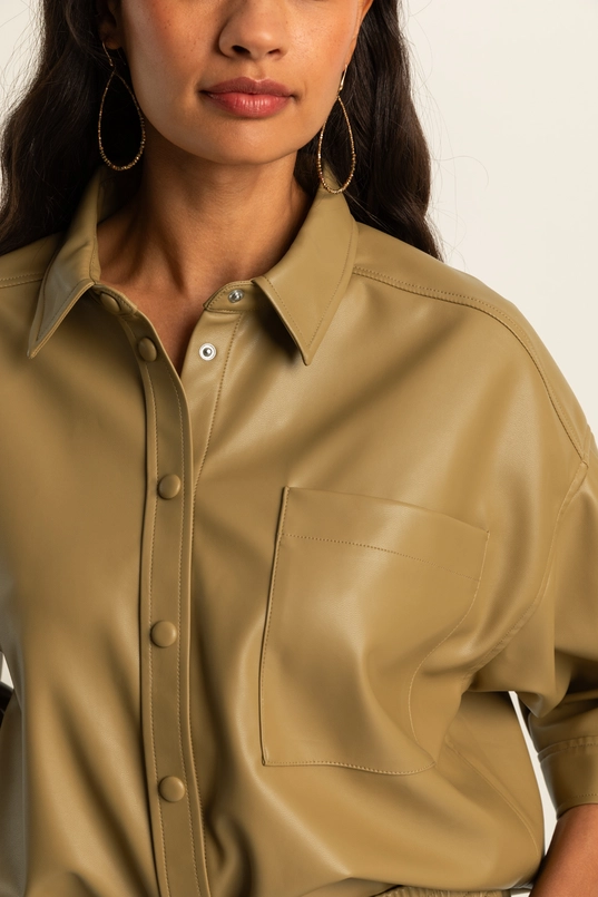 Faux leather blouse