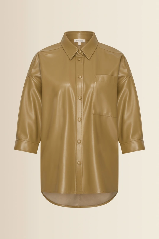 Faux leather blouse