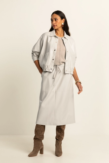 Faux leather midi-rok