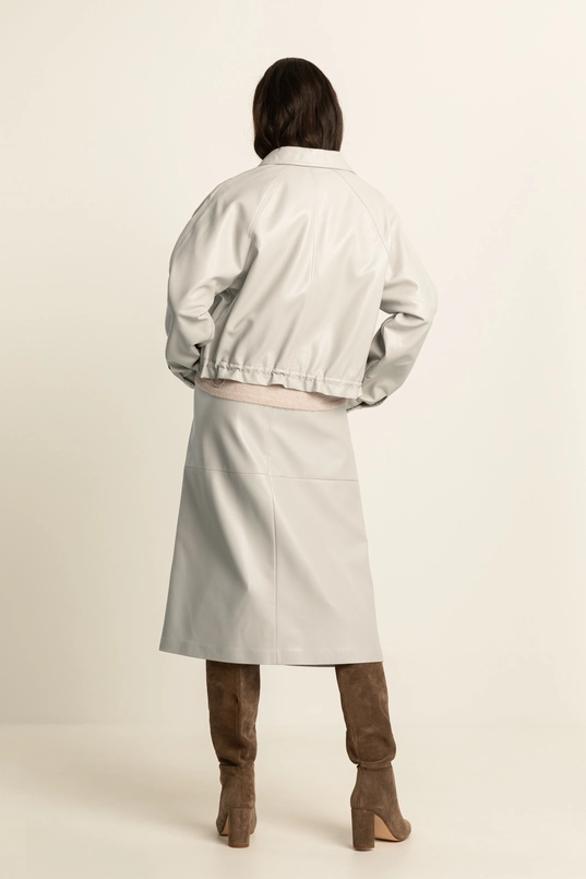 Faux leather midi-rok