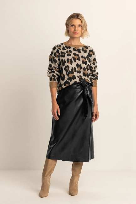 Faux-leather rok