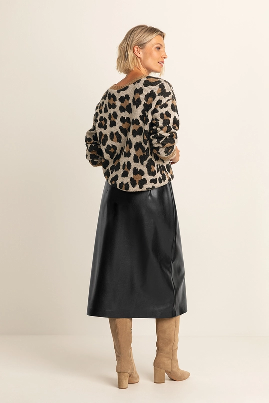 Faux-leather rok