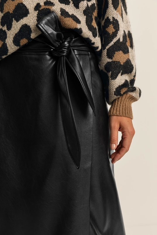 Faux-leather rok