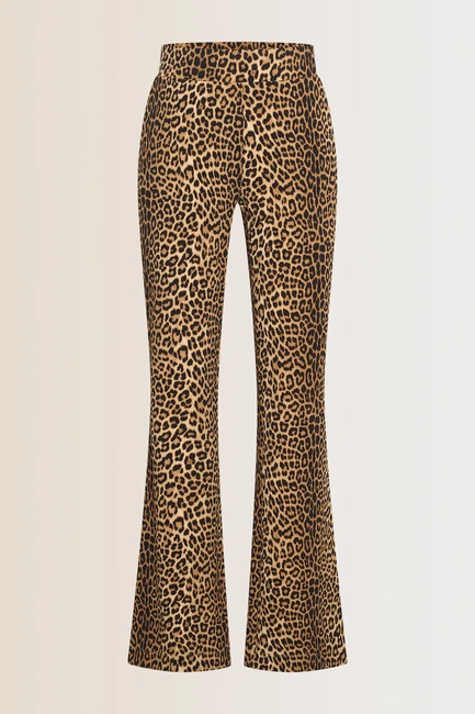 Flared travelbroek met luipaardprint