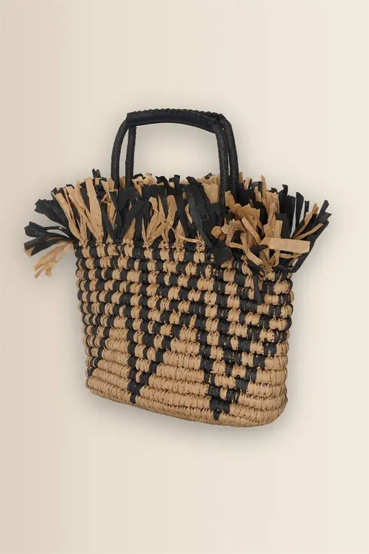 Gevlochten raffia tas