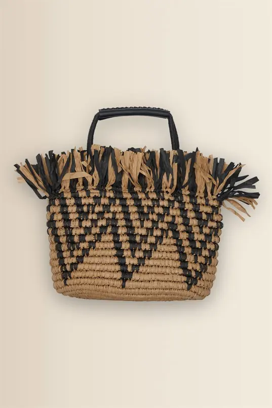 Gevlochten raffia tas
