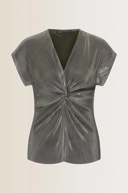 Glanzende blouse met plooidetail