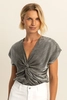 Glanzende top met plooidetail