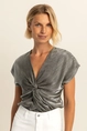 Glanzende top met plooidetail