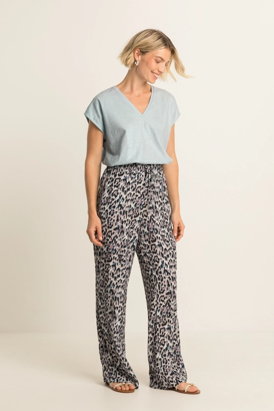 Glanzende top met V-hals