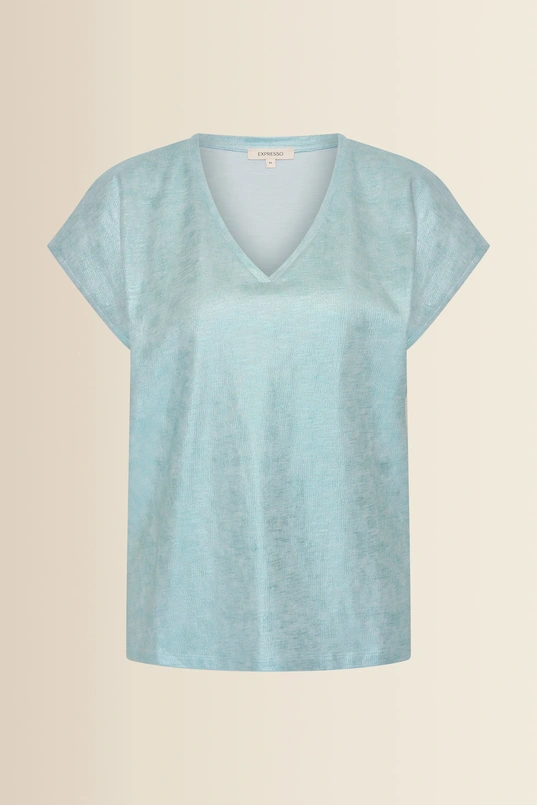 Glanzende top met V-hals