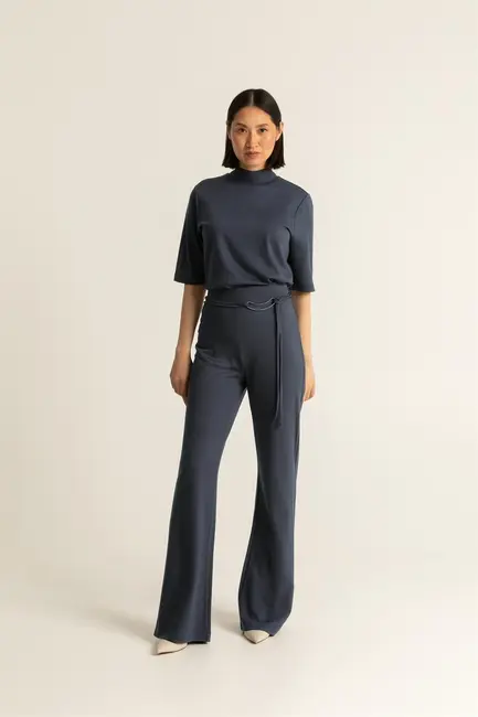 Jersey broek hoge taille