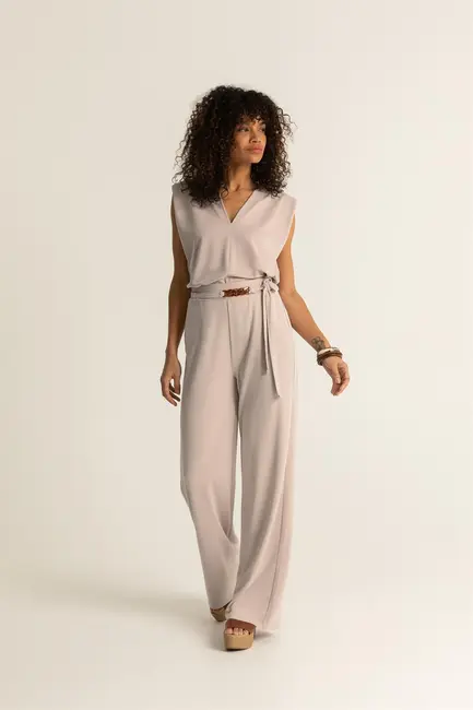 Jersey broek met ceintuur