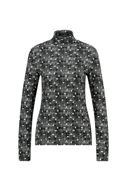 Jersey print top met col