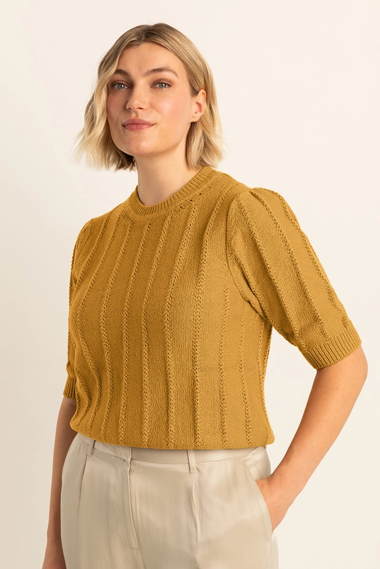 Katoenen trui met ajourdetails