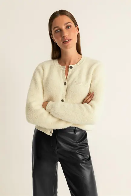Kort fluffy cardigan
