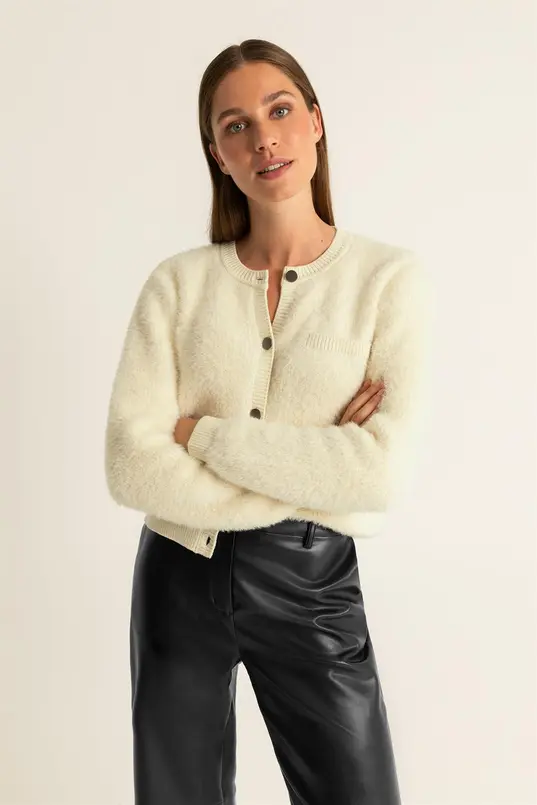 Kort fluffy cardigan