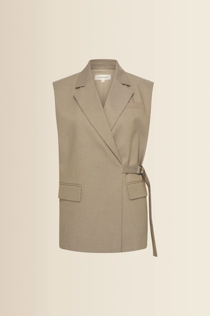Lang gilet met ceintuur
