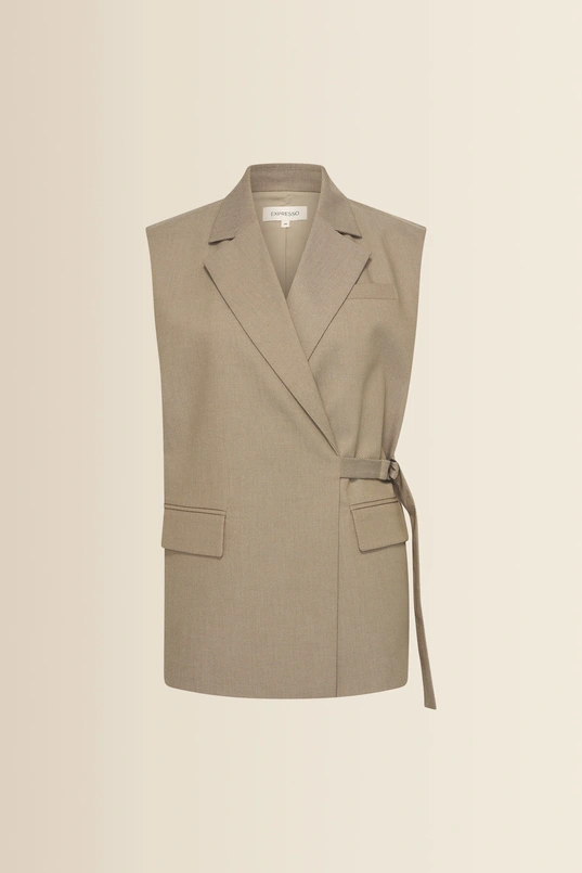 Lang gilet met ceintuur