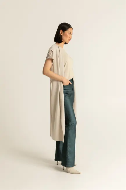 Lang mouwloze cardigan