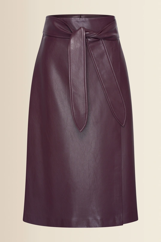 Leerlook rok met overslag