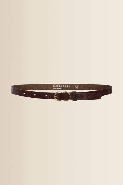 Leren riem met dubbele ringgesp