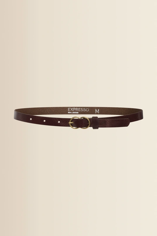 Leren riem met dubbele ringgesp