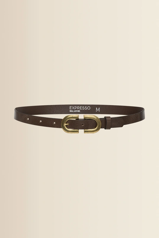 Leren riem met goudkleurige gesp