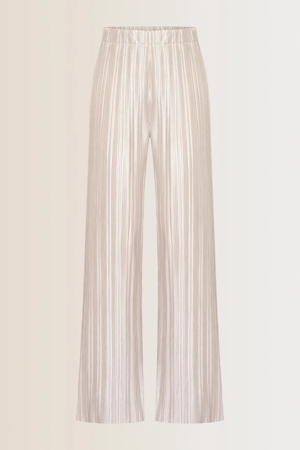 Metallic plissé broek