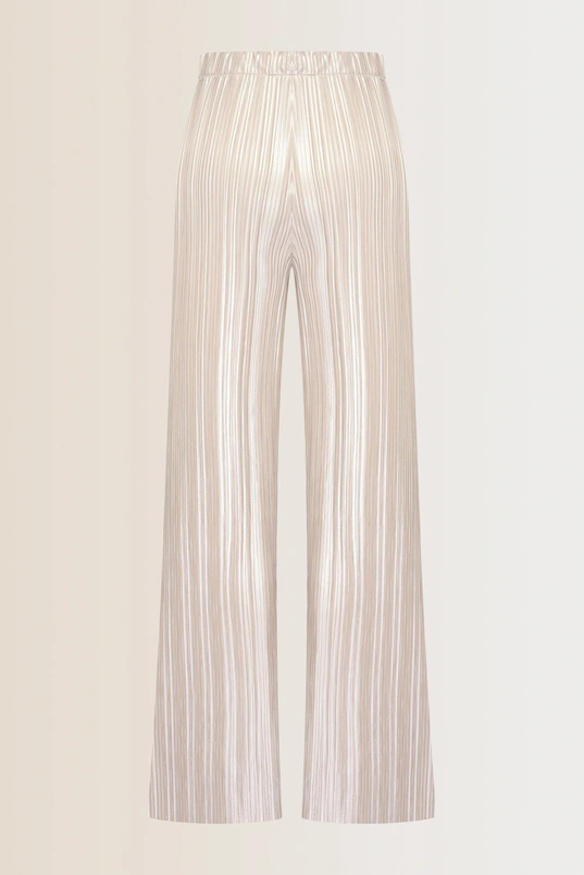 Metallic plissé broek