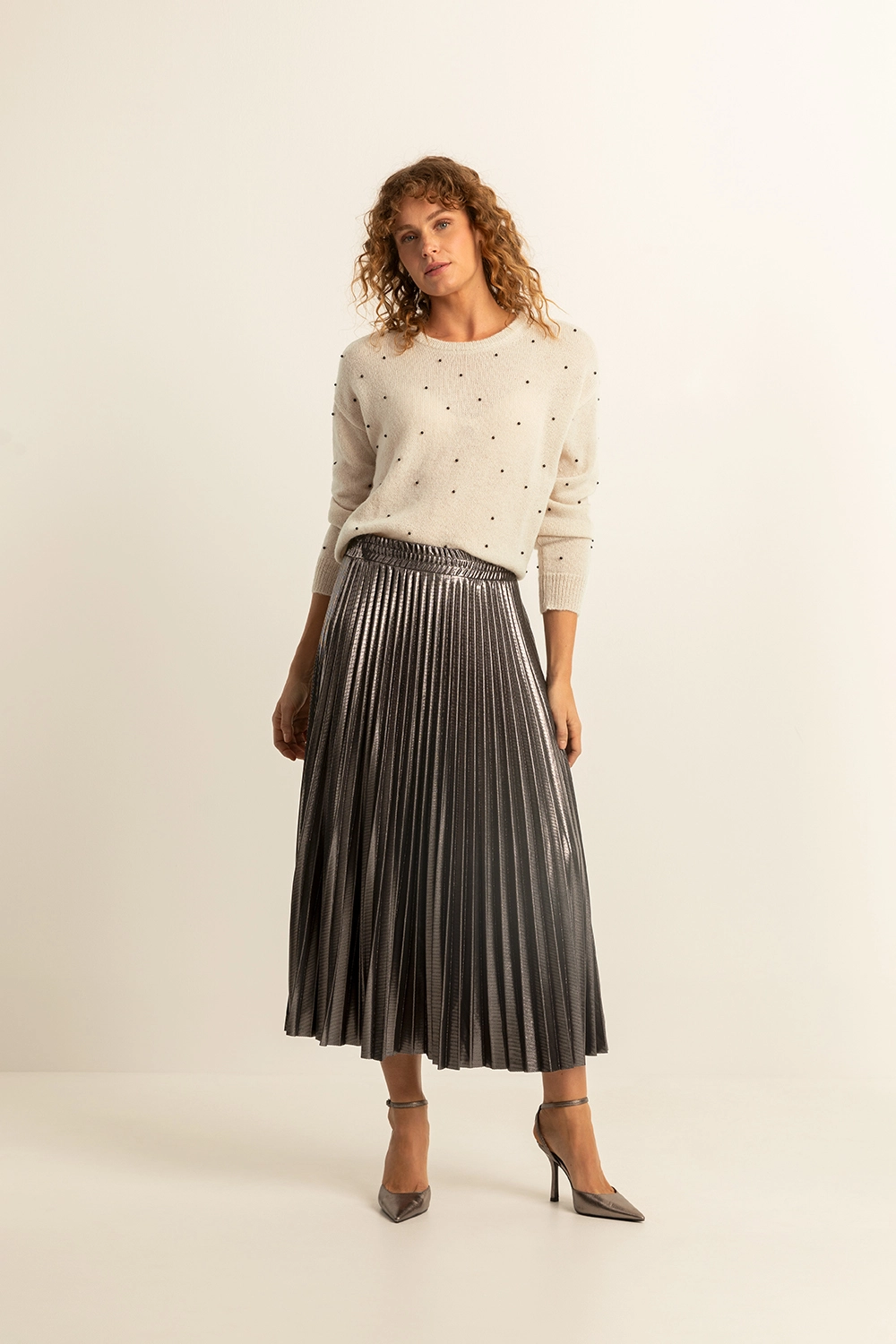 Metallic plisse rok deals