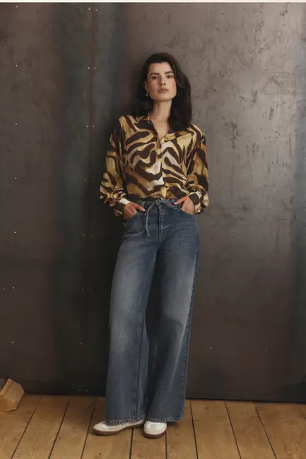 Mid blue wide leg jeans