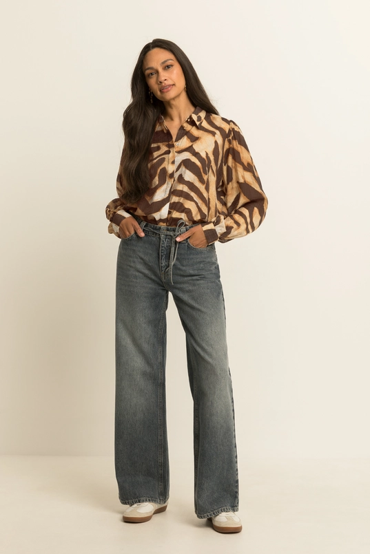 Mid blue wide leg jeans