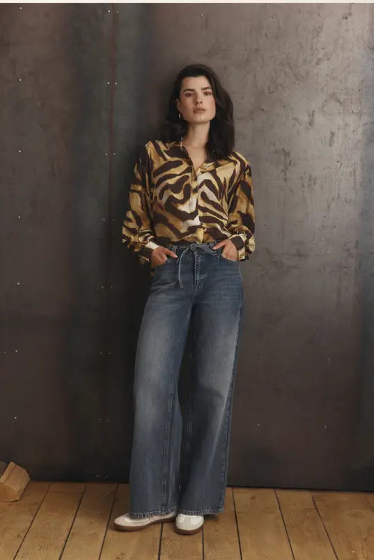 Mid blue wide leg jeans