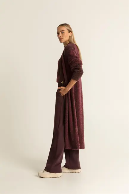 Mouwloze cardigan bouclé