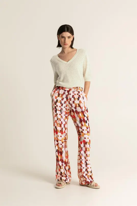 Multicolour print broek